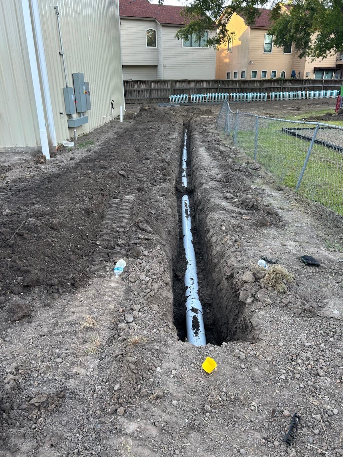 Yard sewer line install